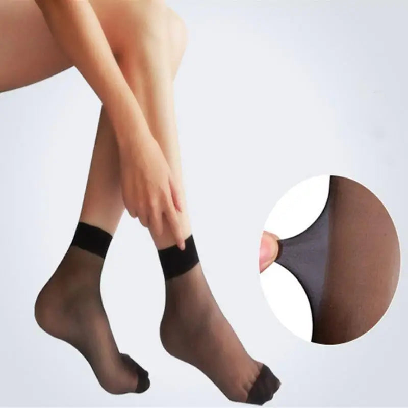 Summer Skin Color Transparent Thin Women Crystal Silk Socks Nylon