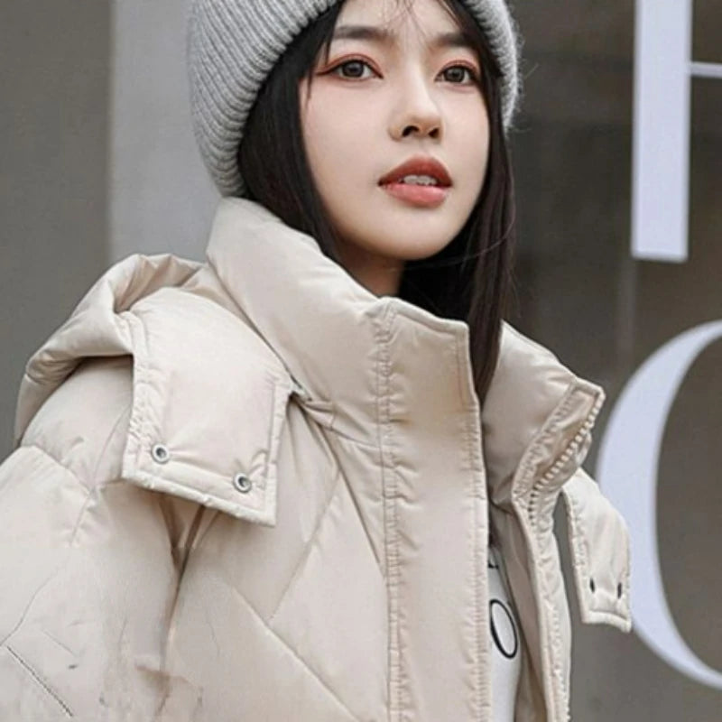 2023 New Women Winter Parkas Long Jacket Zipper Loose Puffer Parka