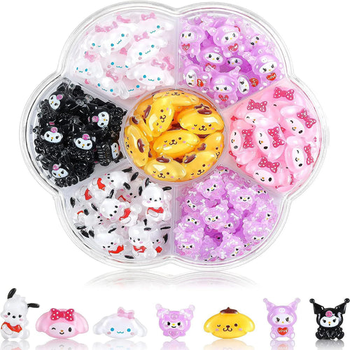 70Pcs/Box or 50Pcs/Bag Hello Kitty Kuromi Nail Art Supplies 3D Kawaii