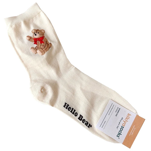 Good Quality Cartoon Elegant Lady Bear Women's  Cute Socks Cotton