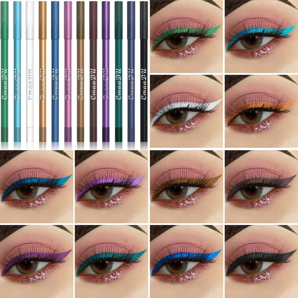 Korean 12 Colors Pearlescent Lasting Eye Liner Pencil Colourful