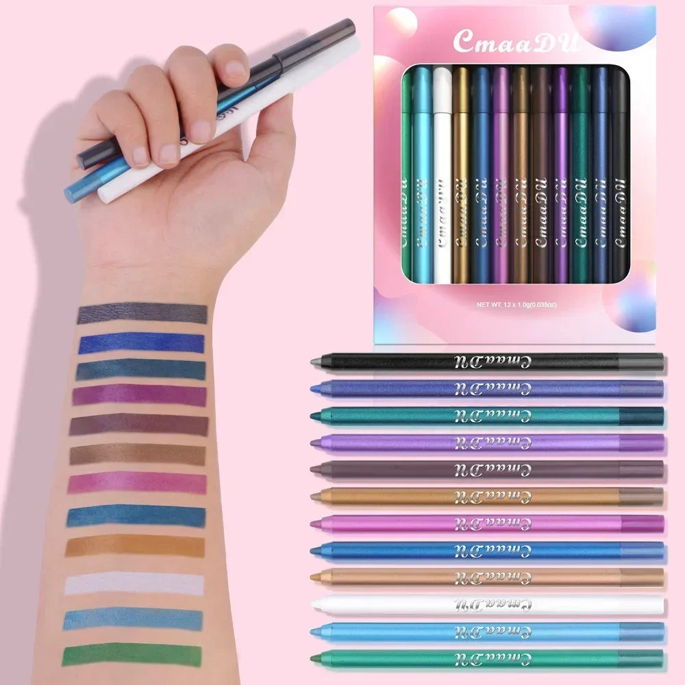 Korean 12 Colors Pearlescent Lasting Eye Liner Pencil Colourful