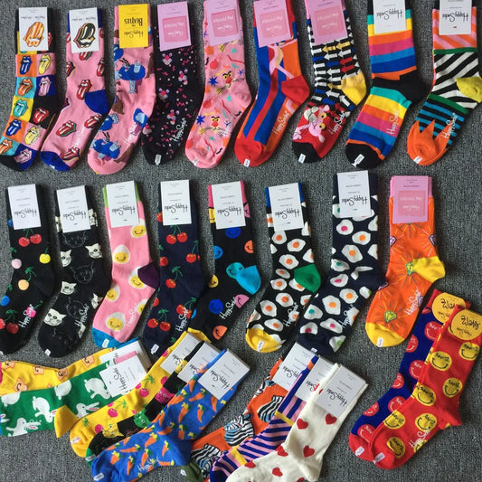 Happy Socks Women Crew Socks Cotton Novelty Gift One Size Fit Most