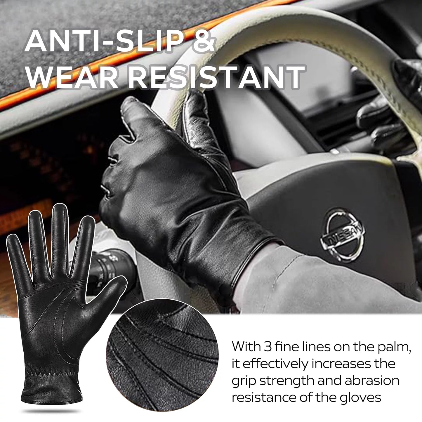 Men'S Winter Sheepskin Leather Gloves with Thermal Cashmere Lining - Stylish Touchscreen Driving Gloves