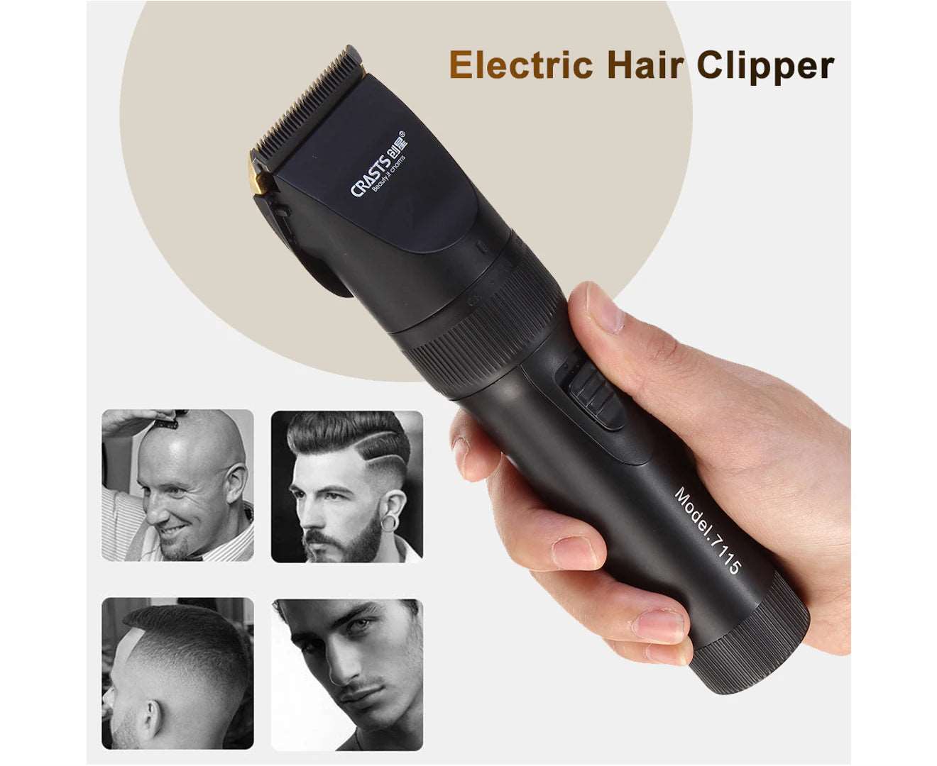 5 Speed Electric Hair Clipper USB 1500Mah Rechargeable Hair Shaver Trimmer + 4 Limit Combs