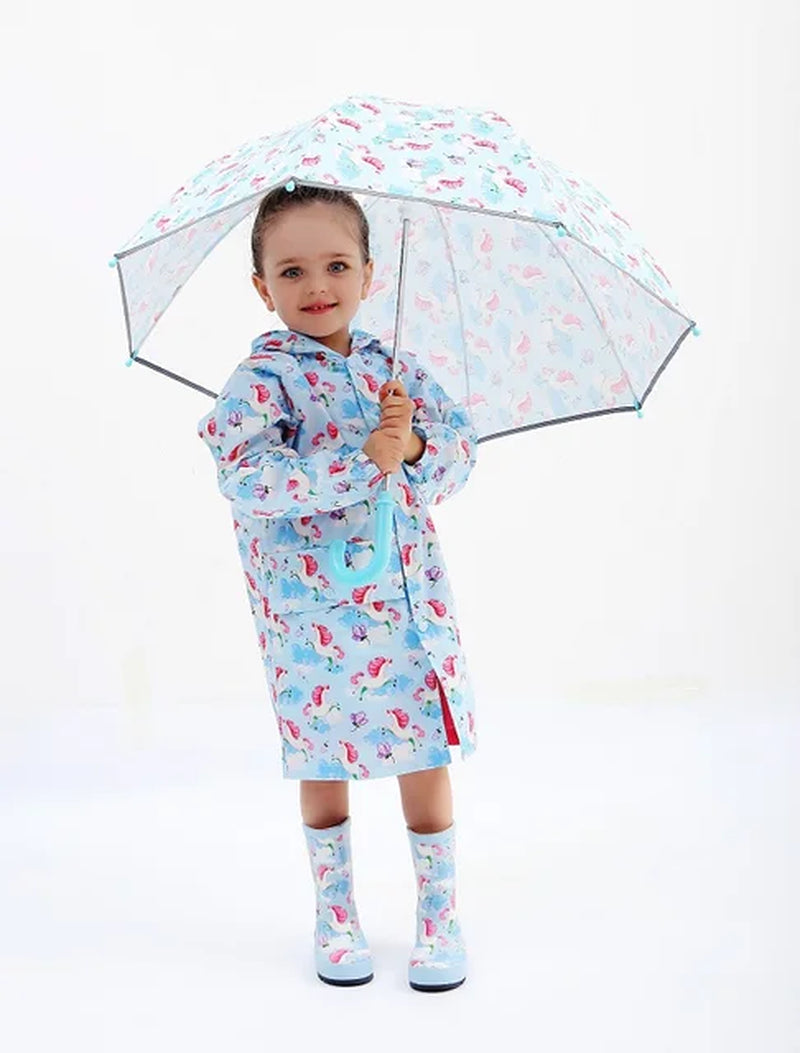 Waterproof Hooded School Girls Rain Coat Windproof Children Raincoats Baby Boys Poncho for 2-8 Years Old