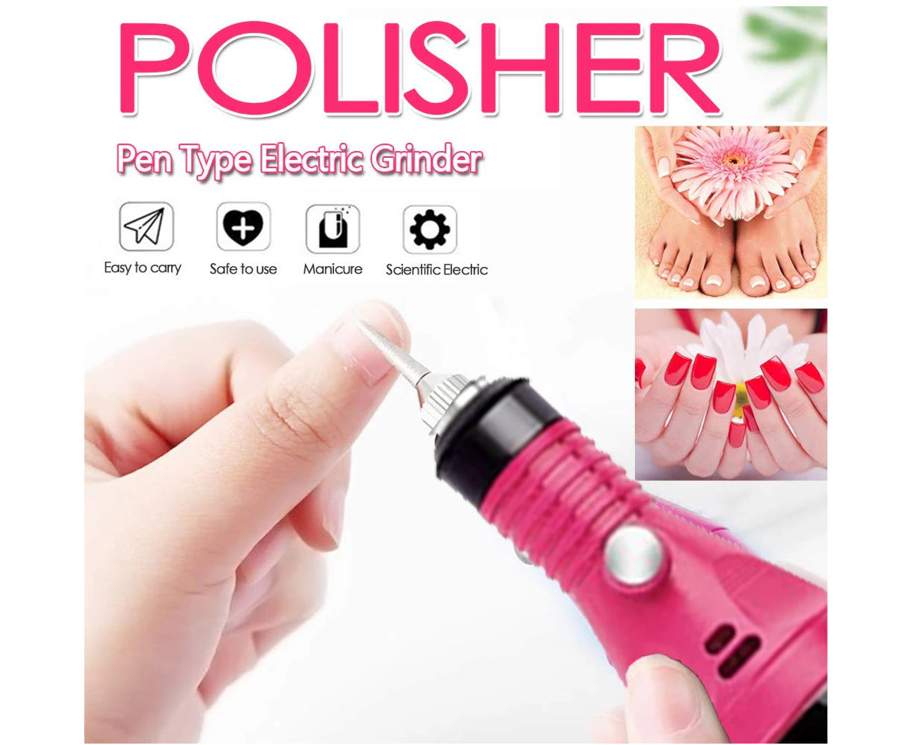 Portable Nail Polisher Mini Nail Machine Pen Mini Electric Nail Polisher Nail Tool Set