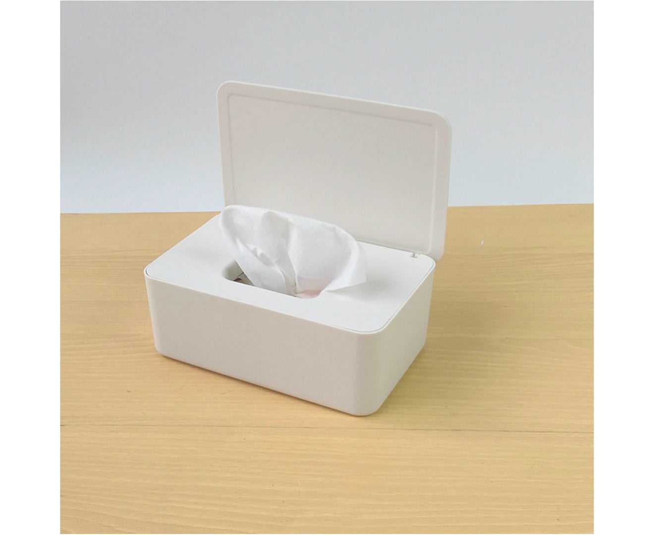 Wet Wipes Dispenser Holder with Lid Tissue Organizer Utility Tabletop Wipes for - White