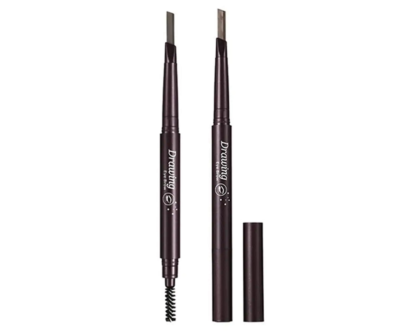 Double-End Waterproof Eyebrow Pencil Eye Brow Brush Eyeliner Makeup Cosmetic Pen-06 Black