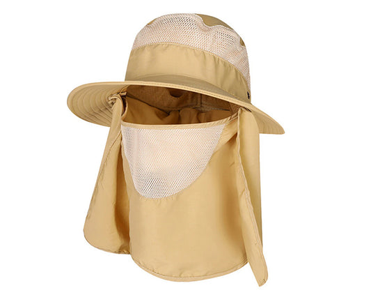 Summer Sunscreen Sun Hat Men'S and Women'S Sunscreen Hat Large Brim Sunshade Hat Large Hooded Fisherman'S Hat-Khaki