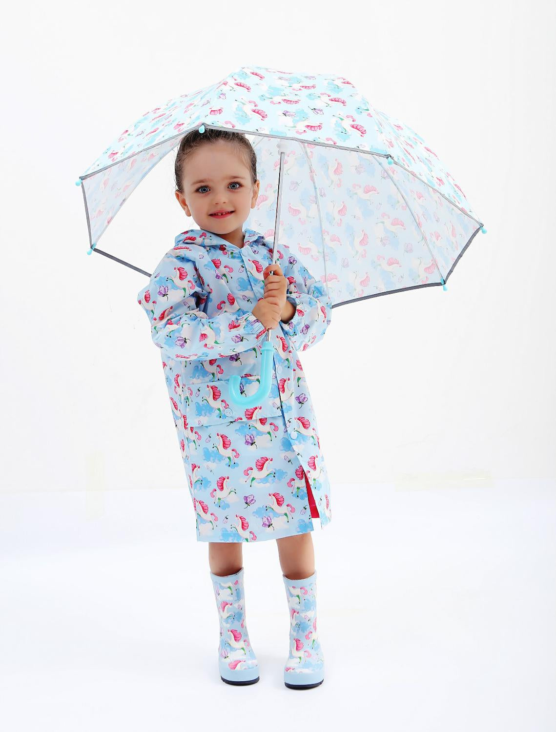 Waterproof Hooded School Girls Rain Coat Windproof Children Raincoats Baby Boys Poncho for 2-8 Years Old