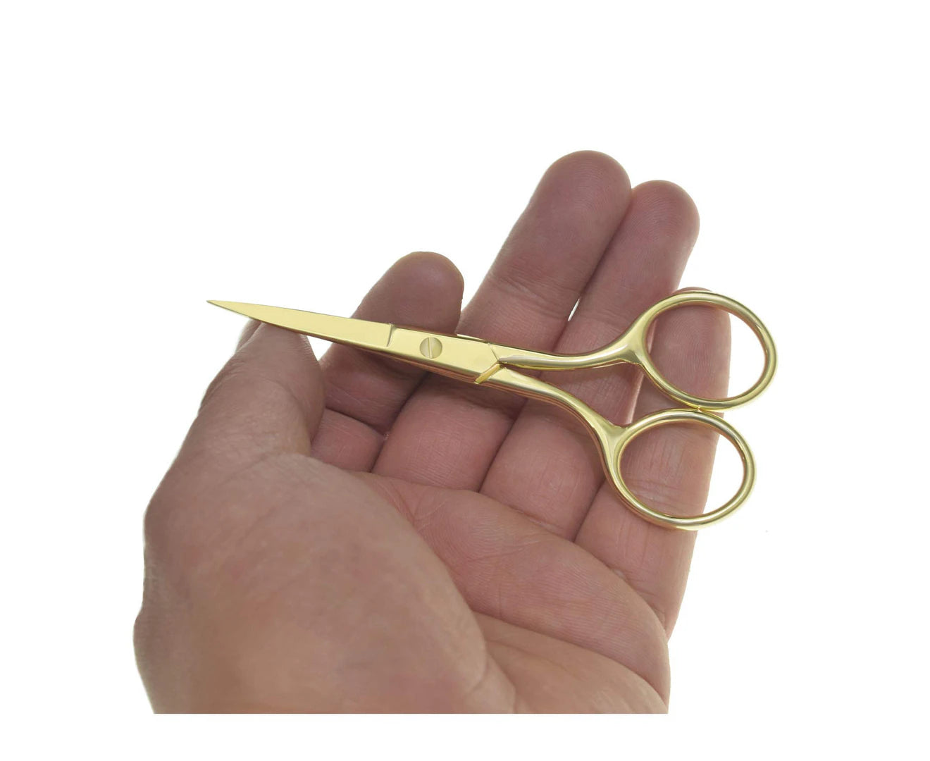 Stainless Steel Fine Straight Professional Grooming Scissors for Personal Care Facial Hair Removal 3.9 Inch (Gold)