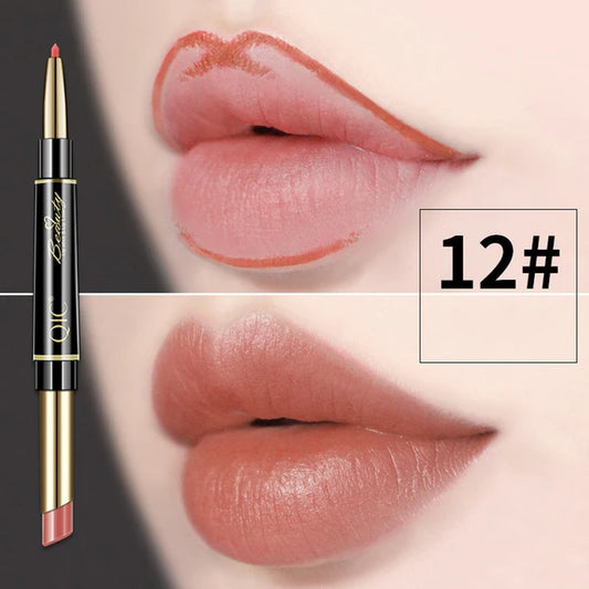 2 in 1 Lipstick Red Lip Liner Pencil Long Lasting Lipliner Pink Waterproof Matte Lip Stick Contouring Lipstic Makeup Cosmetics