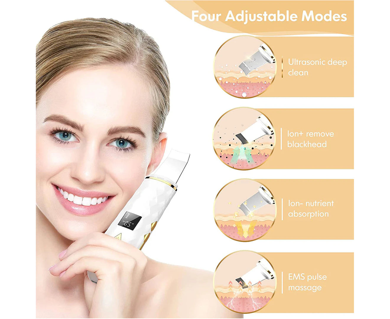 Skin Scrubber Face Spatula, LCD Blackhead Remover Pore Cleaner, Facial Lifting Tool with USB Charger