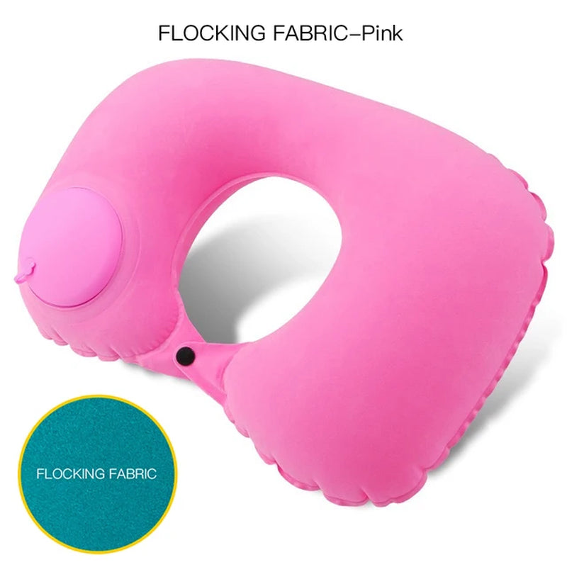 U-Shape Travel Pillow New Pres Inflateble Pillow Neck Portable Folding Outdoor Traveling Car Airplane Inflate Ring Neck Pillows