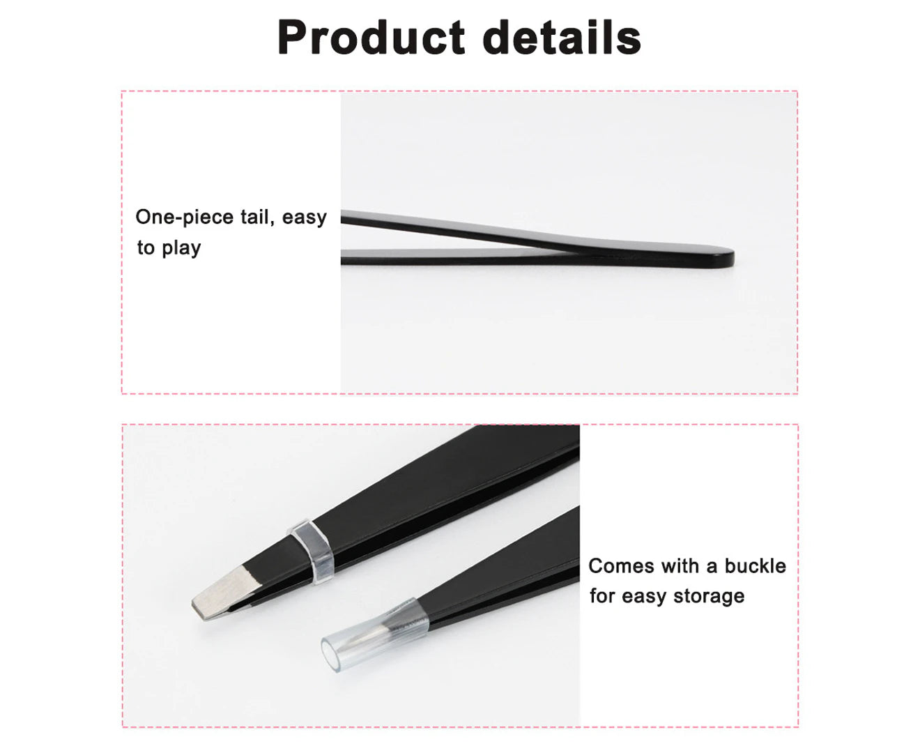 4Pcs Professional Stainless Steel Tweezers for Eyebrows (Black)