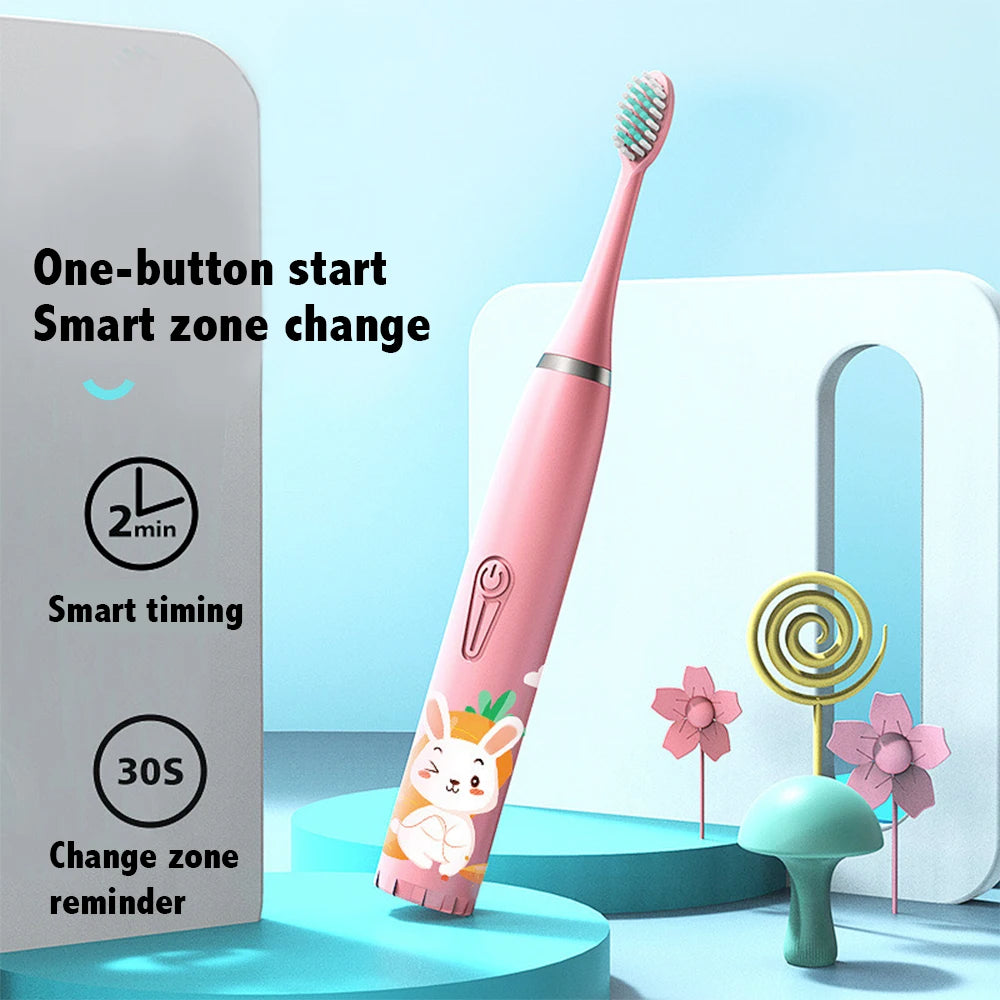 For Children Electric Toothbrush Cartoon Pattern Kids with Replace the Toothbrush Head Ultrasonic Electric Toothbrush