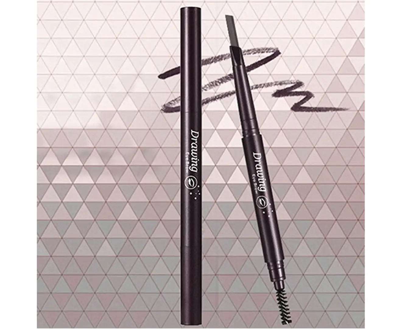 Double-End Waterproof Eyebrow Pencil Eye Brow Brush Eyeliner Makeup Cosmetic Pen-06 Black