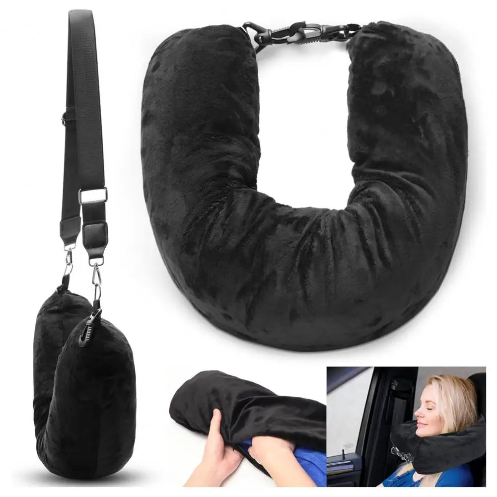 Travel Neck Pillow Self-Filling Travel Pillow Portable Stuffable Neck Pillow for Travel with Refillable Support Cushion for Car