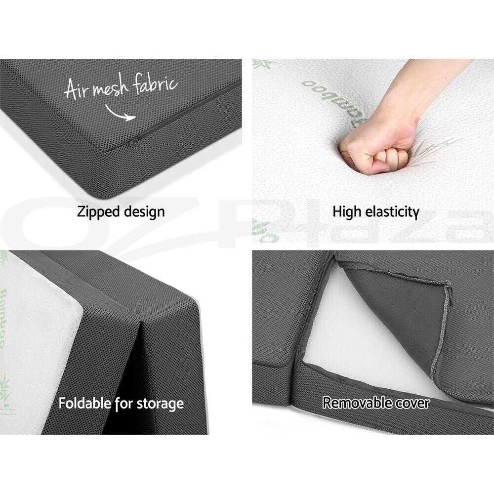 Giselle Bedding Foldable Mattress Folding Foam Mattresses Camping Single Bamboo