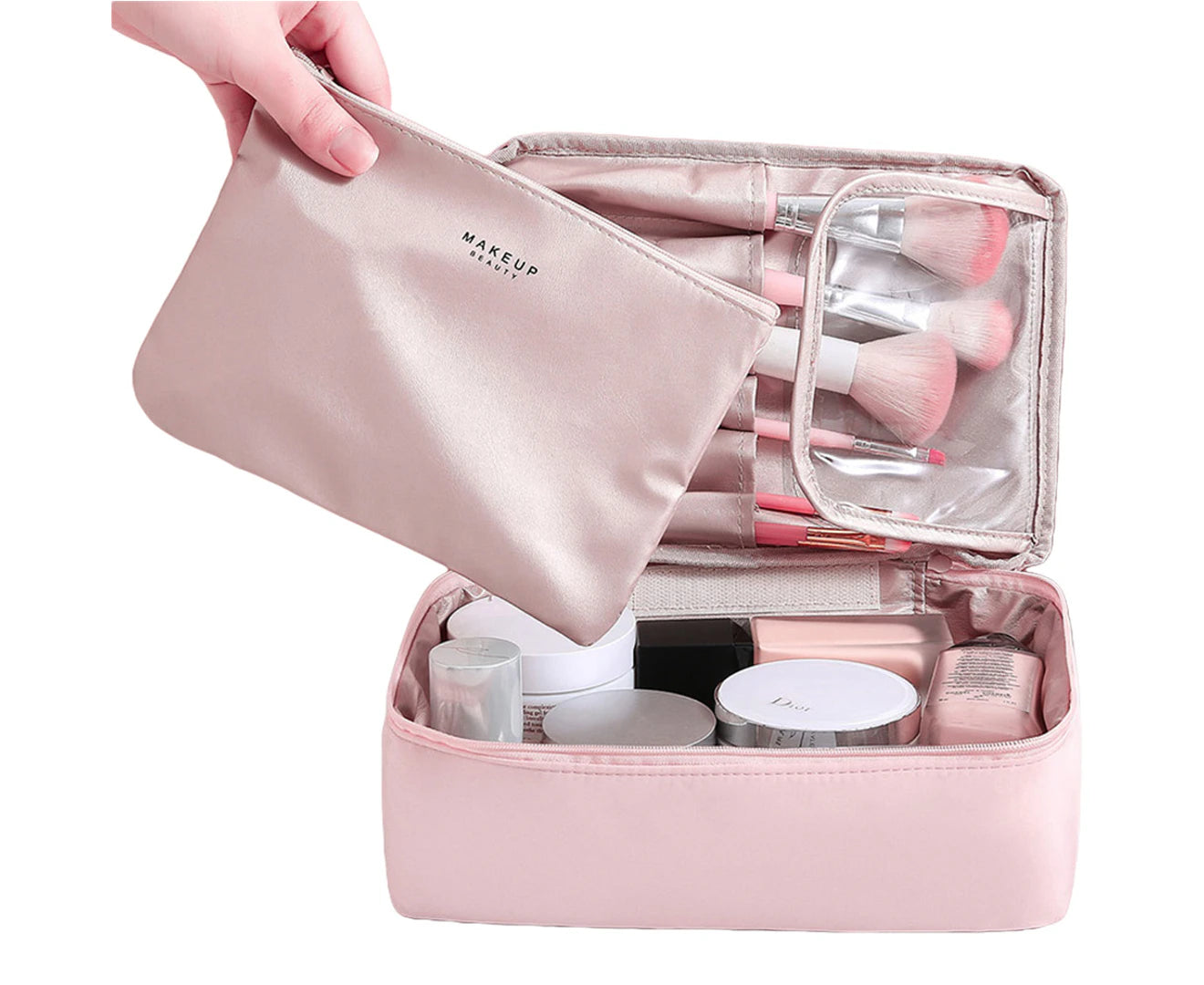 Makeup Bag Cosmetic Case Cosmetic Bag Cosmetic Organizer Makeup Brushes Organizer-Pink