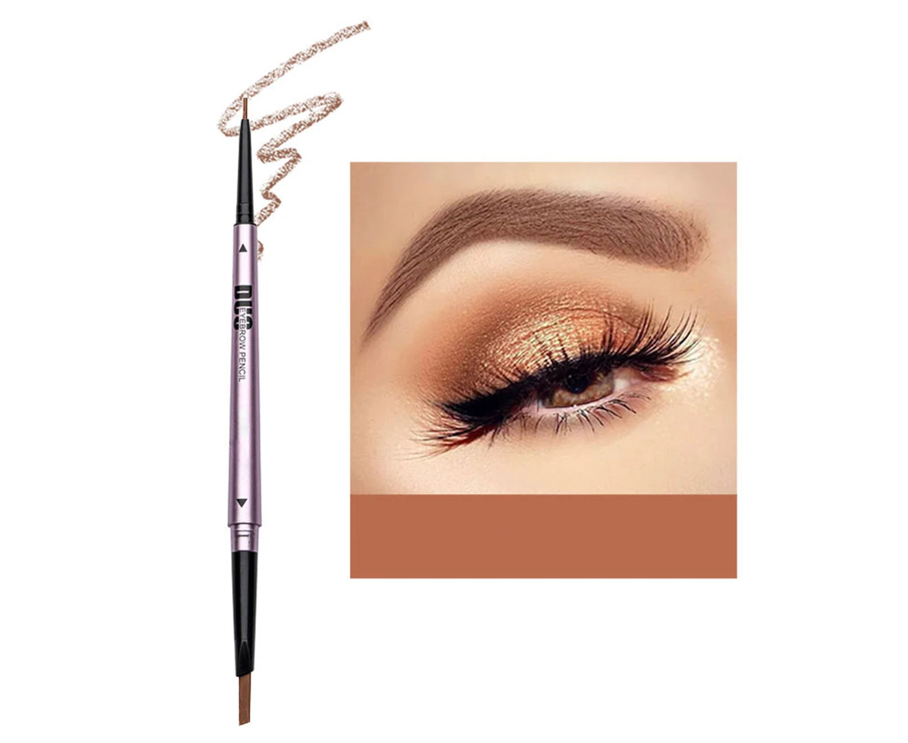 Eyebrow Liner Double-Headed Waterproof Portable Universal Eye Makeup Pencil for Makeup-Light Brown