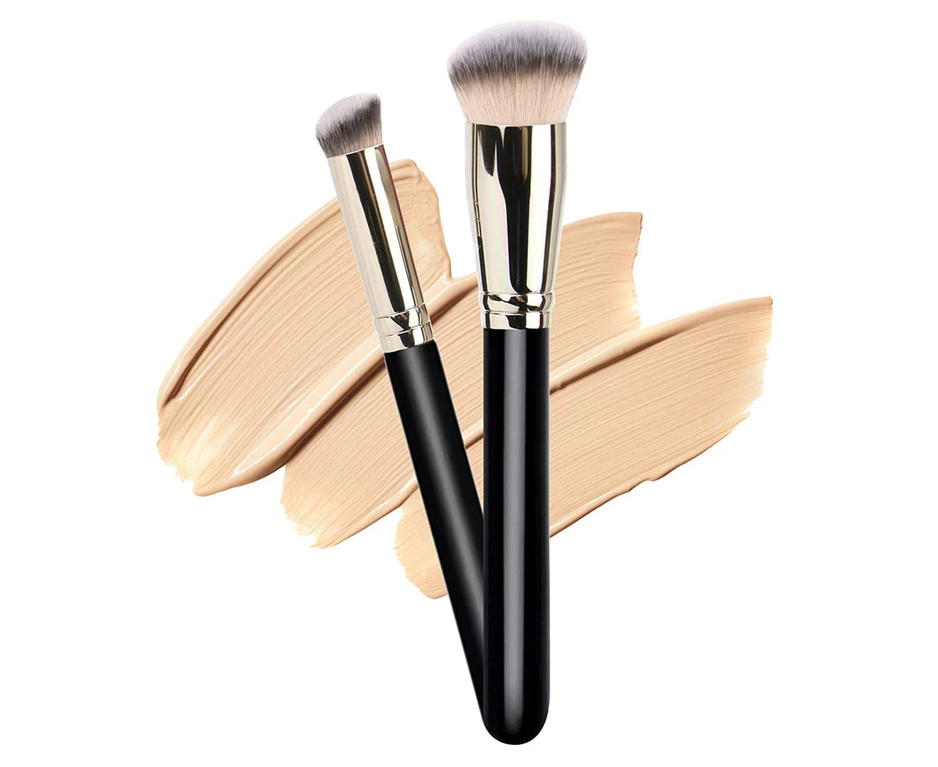 2 Pack Foundation Brush with round Slanted Makeup Brush and Mini Angled Concealer Brush Flat Top Nose Contour Brush Perfect