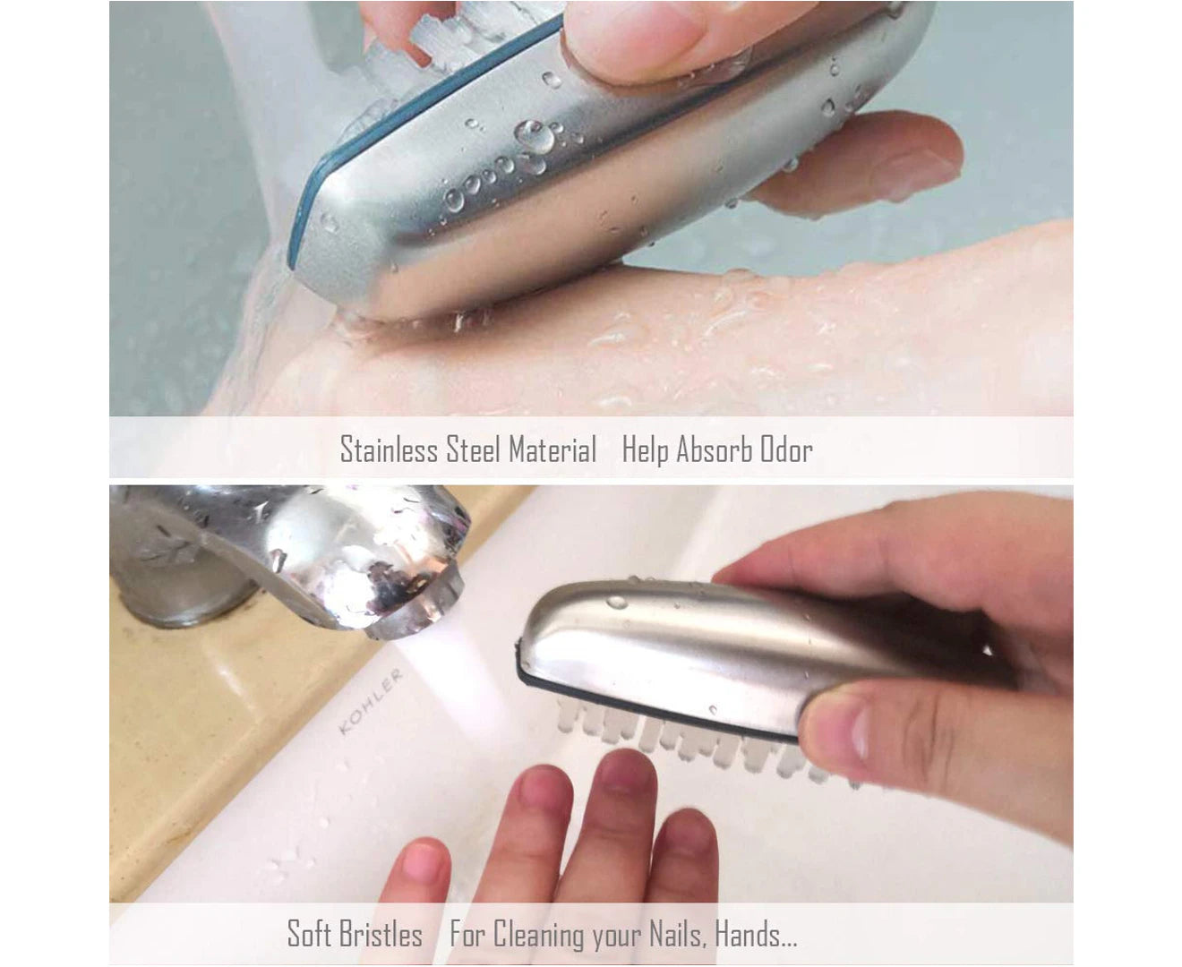 Hand and Nail Brush Cleanernail Cleaning Brush$ Soft Nail Brush Stainless Steel Deodorant Soap Cleaning Brush$2-In-1 Soft Nail Brush Cleaning Brush