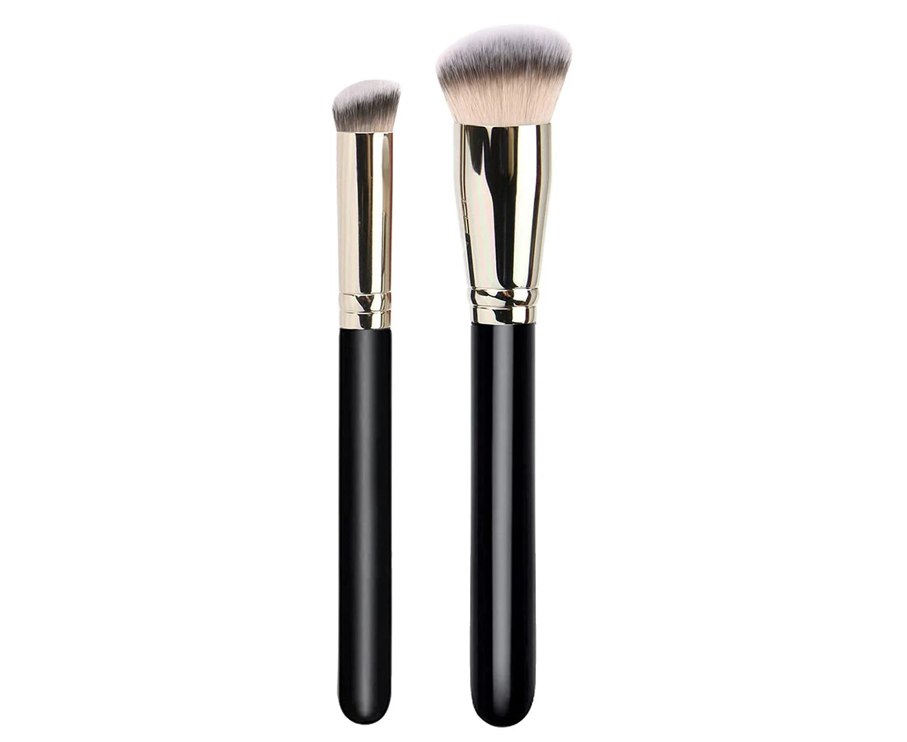 2 Pack Foundation Brush with round Slanted Makeup Brush and Mini Angled Concealer Brush Flat Top Nose Contour Brush Perfect