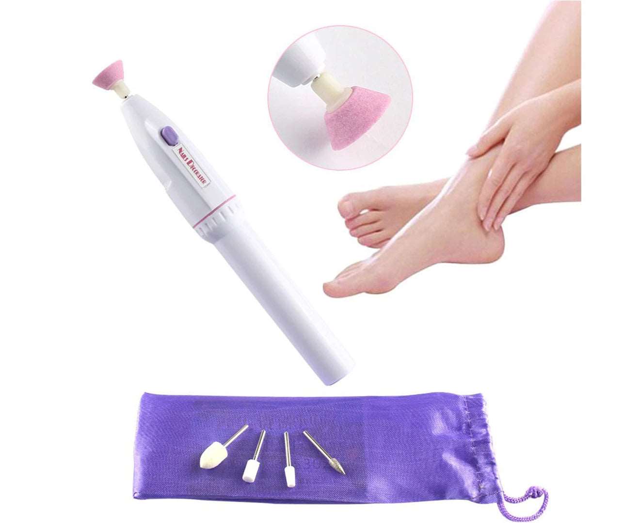 Electric Nail Drill Nails Art File Electric Manicure Set, Portable Nail Buffer Fingernail Grinder Kit (5 in 1)