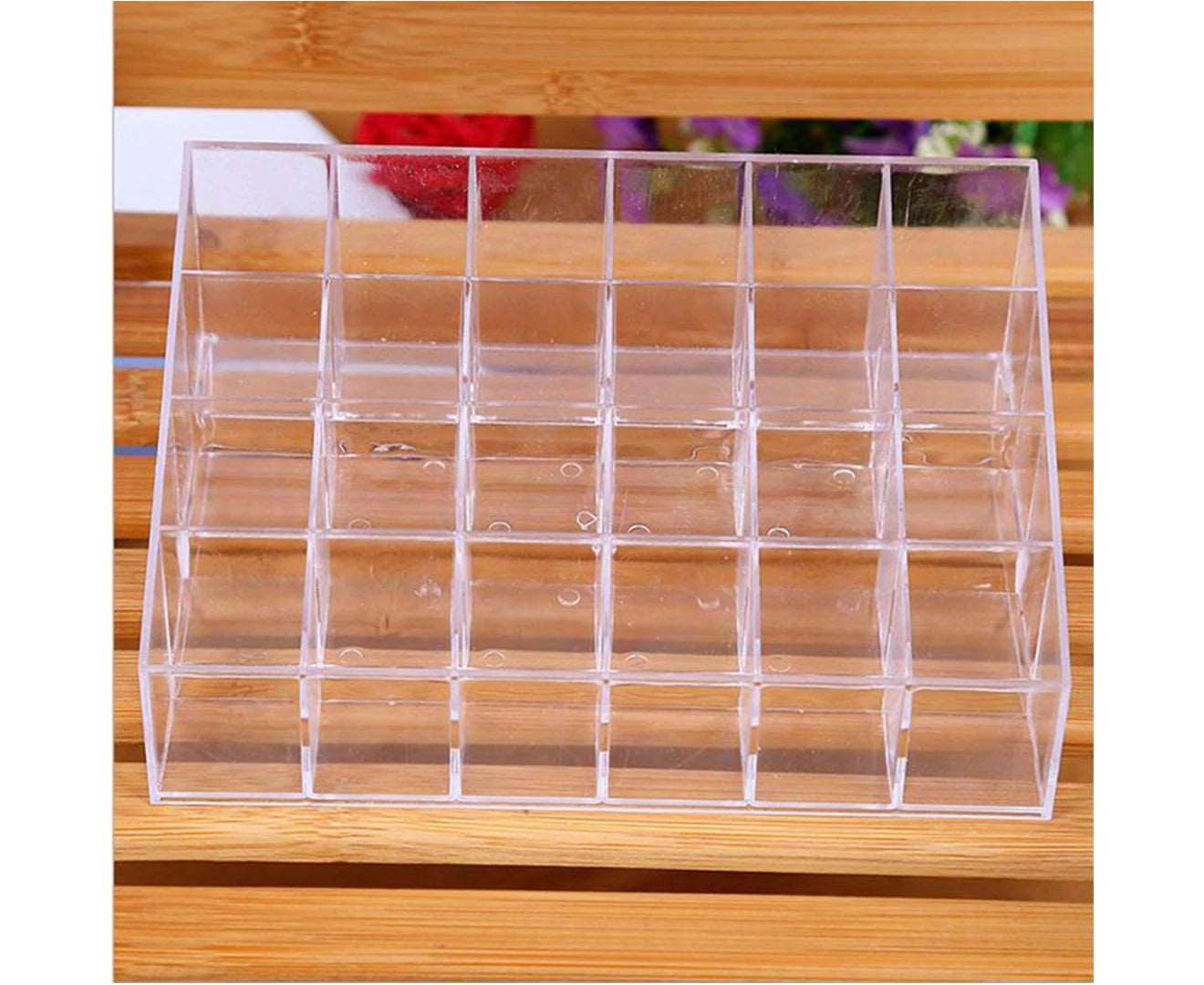 24 Compartment Transparent Cosmetics Display Stand Lipstick Organizer Case