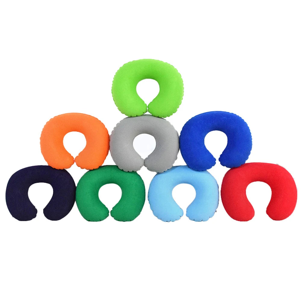 1Pc Inflatable C-Shaped Pillow Travel Neck Pillow Portable round Pillow Cushion