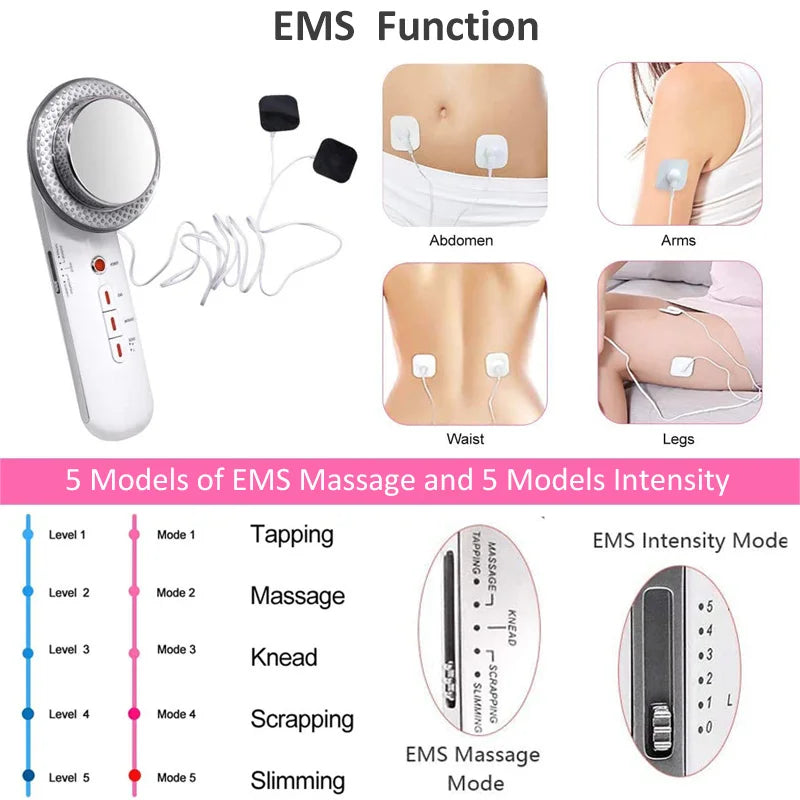 EMS Radio Frequency Blackhead Remover Ultrasonic Cleaning Skin Scrubber Body Slimming Fat Burner Massager Beauty Instrument